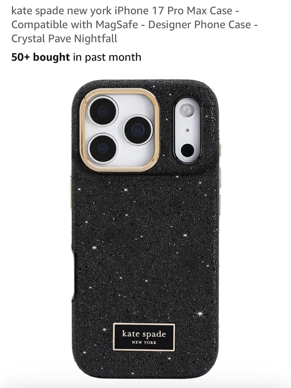 kate spade Black Crystal Pavé MagSafe iPhone Case 17 Pro Max